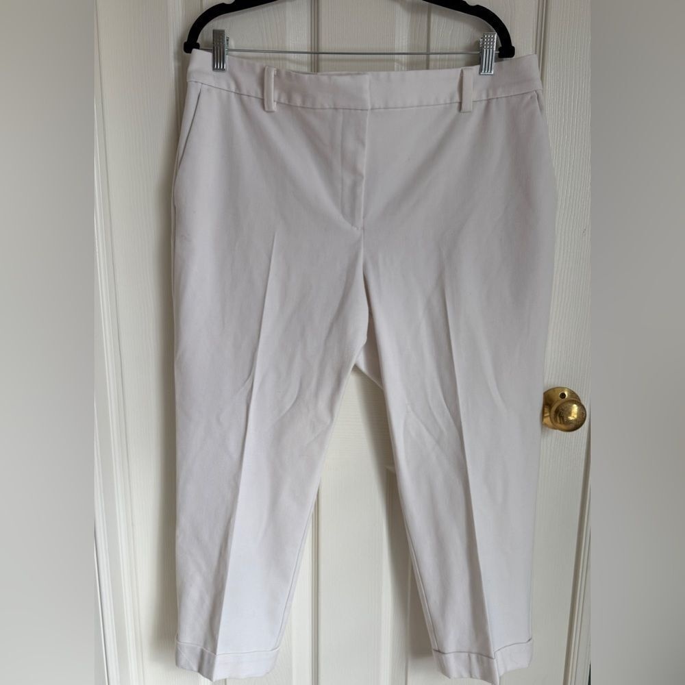 LOFT Off White Curvy Petite Ankle Trousers Size 16 Petite‎